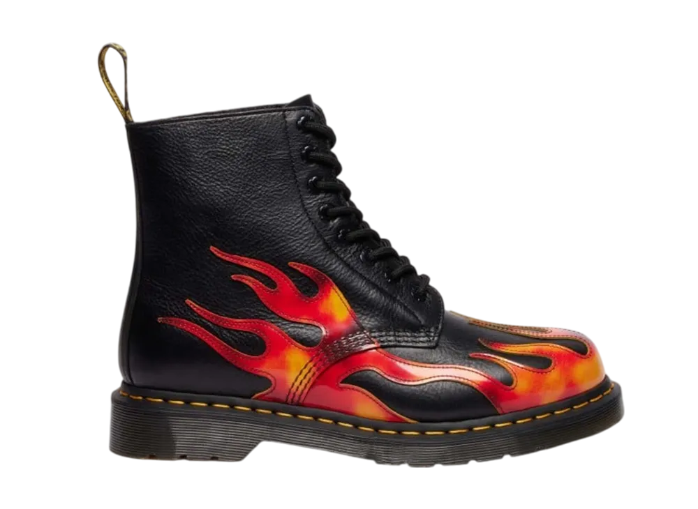 Dr.Martens 1460 Pascal Flame 8-Eye Boots "Black/Vibrant Red/DMS Yellow"