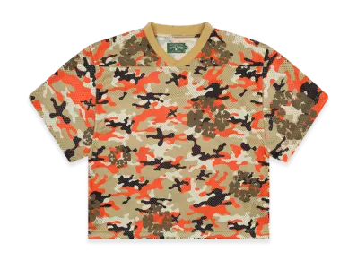 DENIM TEARS Camo Cotton Wreath Mesh Football Top "Brown"