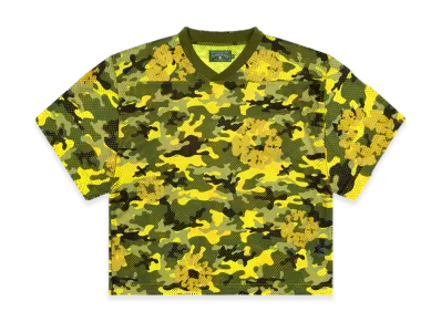 DENIM TEARS Camo Cotton Wreath Mesh Football Top "Yellow"
