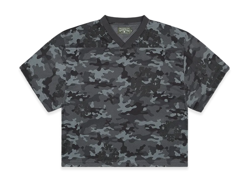 DENIM TEARS Camo Cotton Wreath Mesh Football Top "Black"