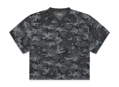DENIM TEARS Camo Cotton Wreath Mesh Football Top "Black"