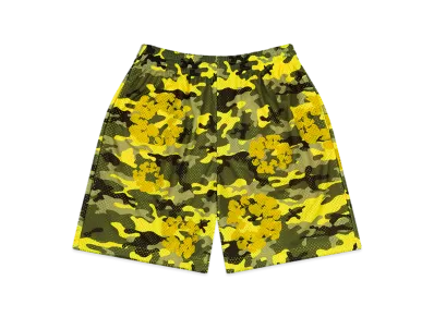 DENIM TEARS Camo Cotton Wreath Mesh Shorts "Yellow"