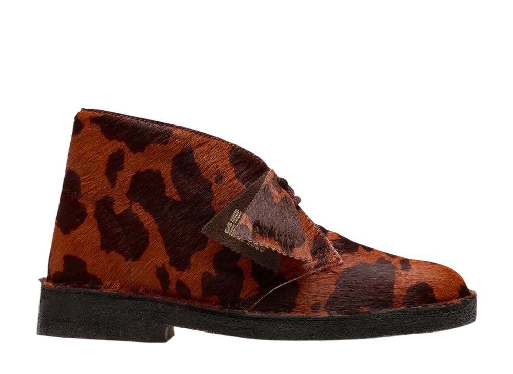 Clarks Women's Desert Boot "Brown Cow Print"