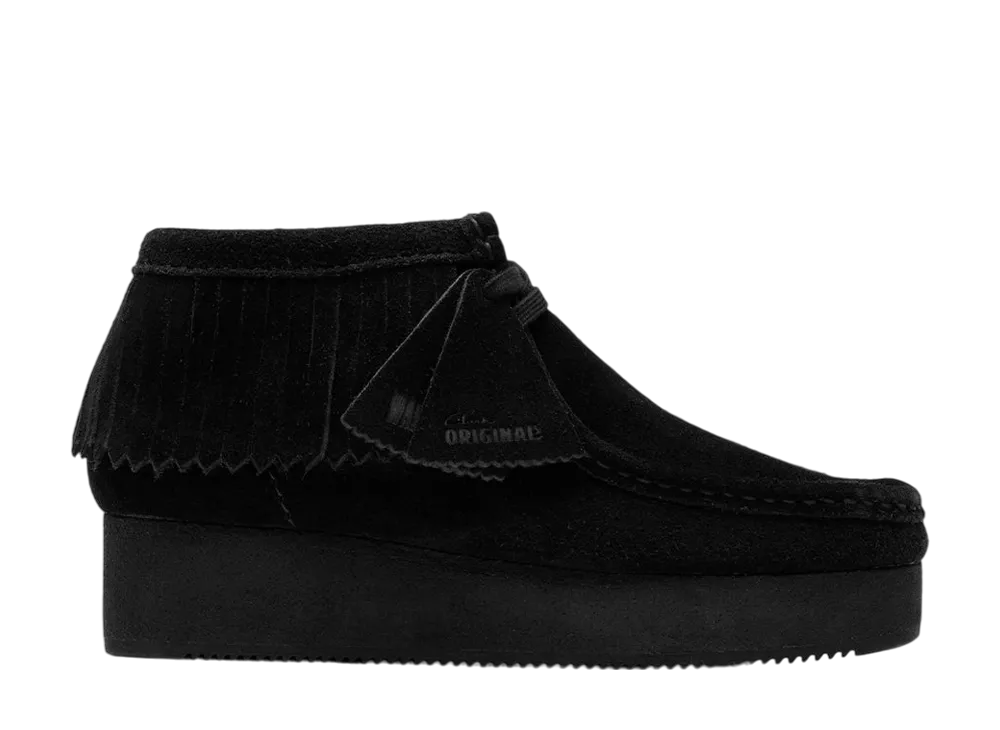 Clarks Women's Wallabee Wedge Fringe "Black Suede"