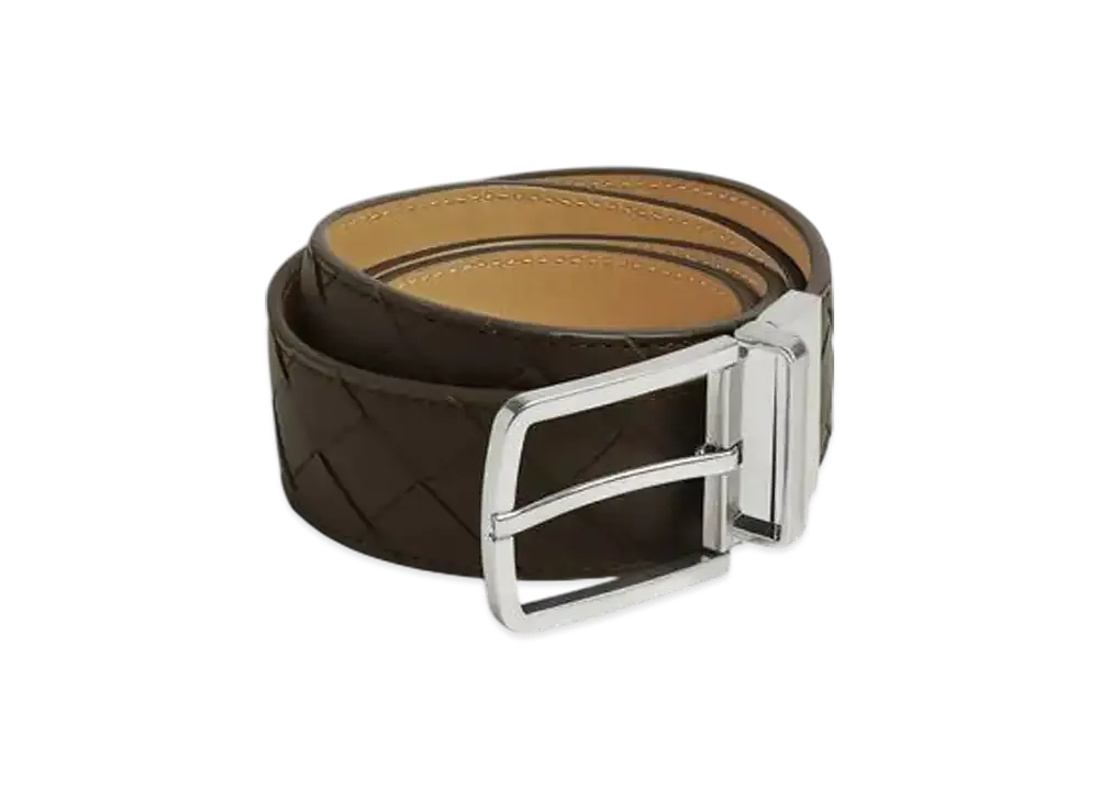 Bottega Veneta Intrecciato Reversible Belt "Khaki/Dark Praline"