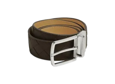 Bottega Veneta Intrecciato Reversible Belt "Khaki/Dark Praline"
