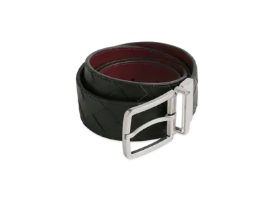 Bottega Veneta Intrecciato Reversible Belt "Dark Green/Barolo"
