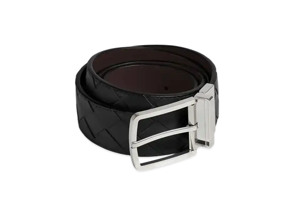 Bottega Veneta Intrecciato Reversible Belt "Black/Fondente"