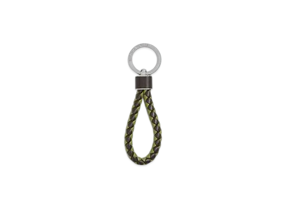 Bottega Veneta Intreccio Key Ring "Fondente/Matcha"