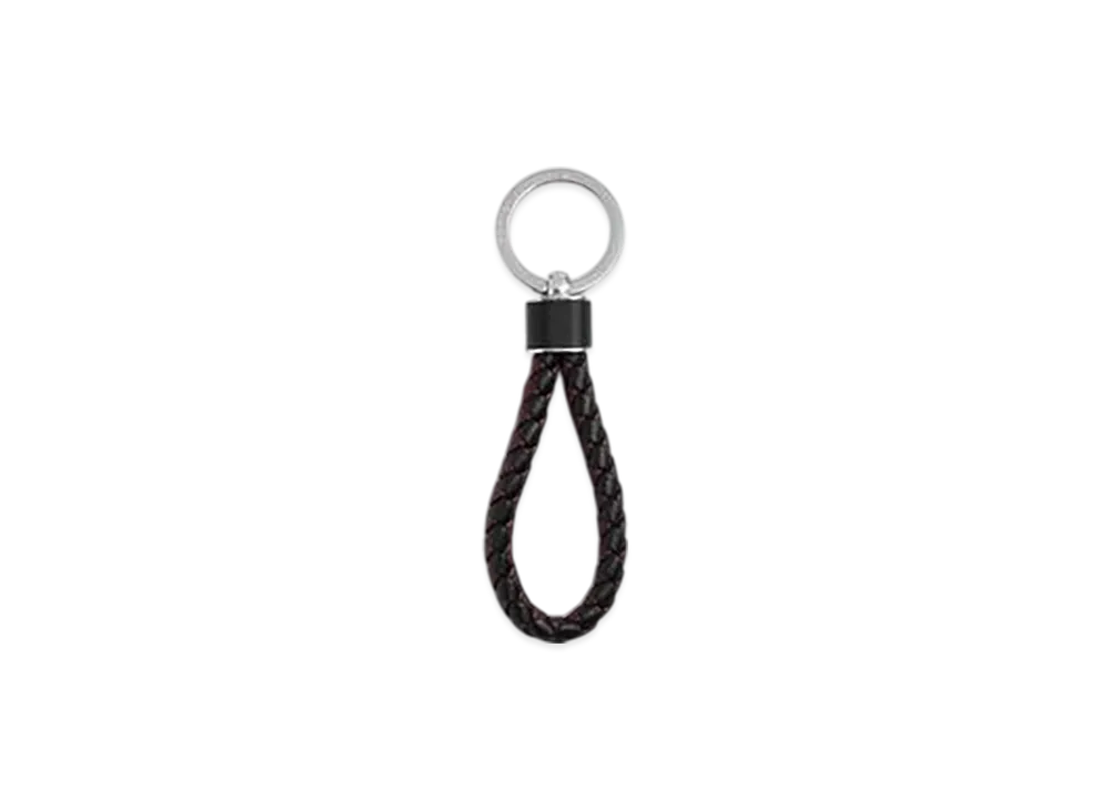 Bottega Veneta Intreccio Key Ring "Black/Madder Brown"