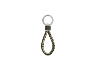 Bottega Veneta Intreccio Key Ring "Khaki/Travertine"