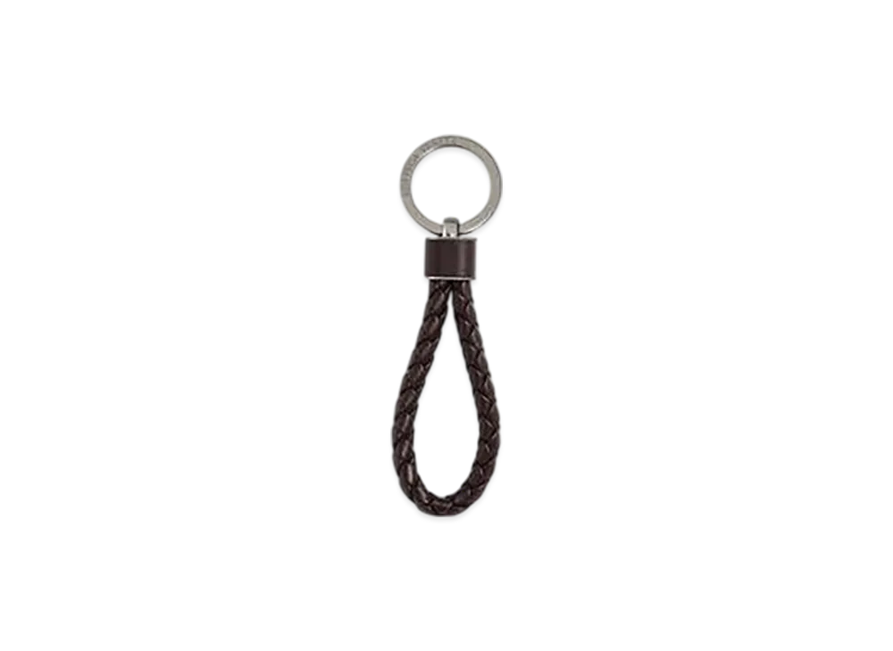 Bottega Veneta Intreccio Key Ring "Fondente"