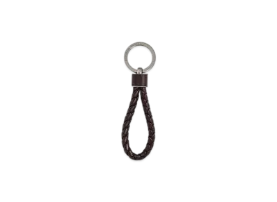 Bottega Veneta Intreccio Key Ring "Fondente"