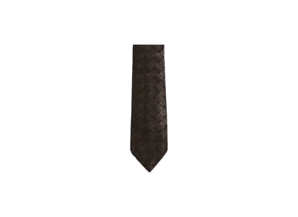 Bottega Veneta Intrecciato Leather Tie "Fondente"