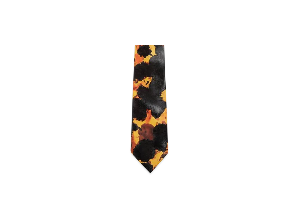 Bottega Veneta Turtle Shell Printed Leather Tie "Mango/Fondente"