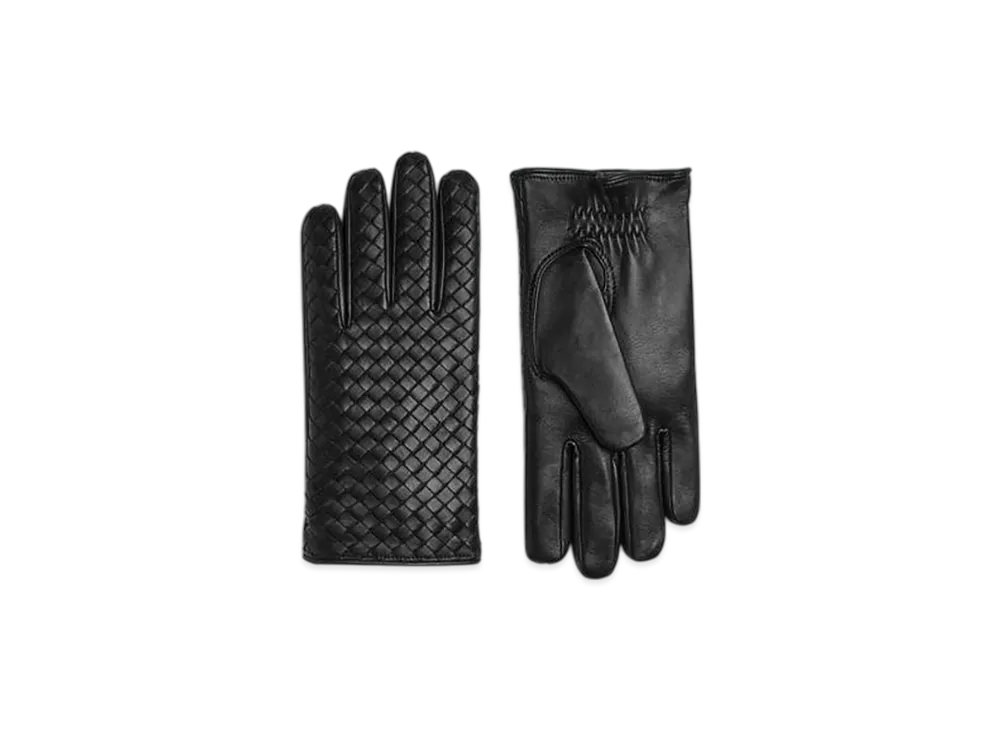 Bottega Veneta Intrecciato Leather Gloves "Black"