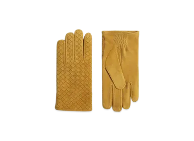 Bottega Veneta Intrecciato Suede Leather Gloves "Peanut Butter"