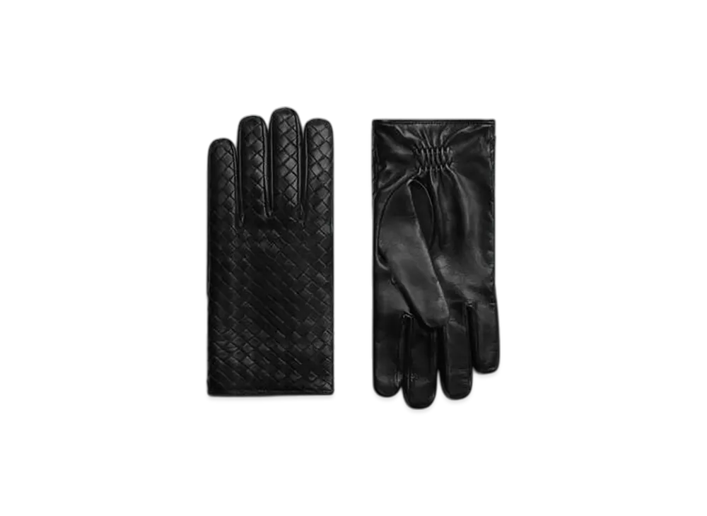 Bottega Veneta Intrecciato Leather Gloves "Black"