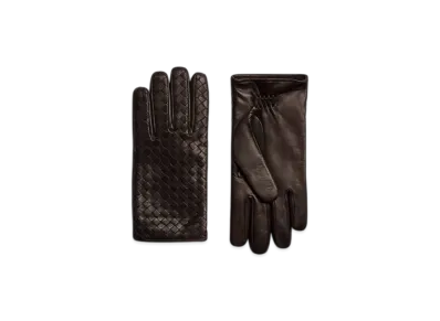 Bottega Veneta Intrecciato Leather Gloves "Fondente"