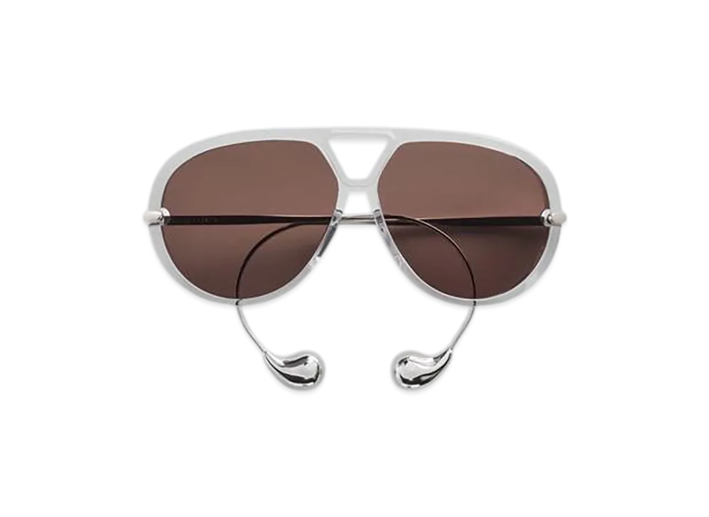 Bottega Veneta Drop Aviator Sunglasses "Gray/Silver/Brown"