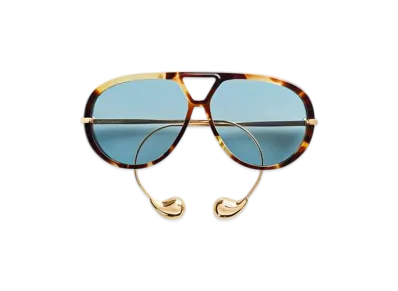 Bottega Veneta Drop Aviator Sunglasses "Havana/Gold/Green"
