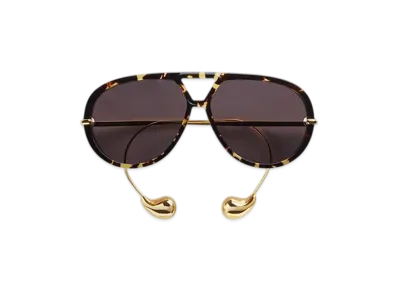 Bottega Veneta Drop Aviator Sunglasses "Havana/Gray"