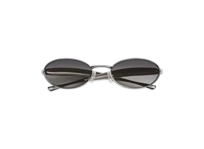 Bottega Veneta Sardine Oval Sunglasses "Silver/Gray"