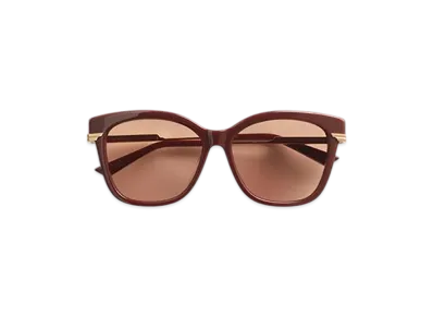 Bottega Veneta Classic Square Sunglasses "Burgundy/Gold/Brown"
