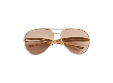 Bottega Veneta Sardine Aviator Sunglasses "Gold/Brown"