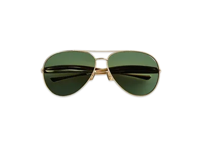 Bottega Veneta Sardine Aviator Sunglasses "Gold/Green"