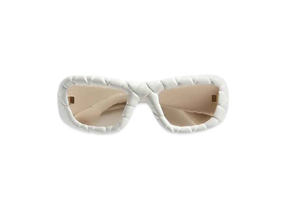 Bottega Veneta Intrecciato Rectangular Sunglasses "White/Yellow"