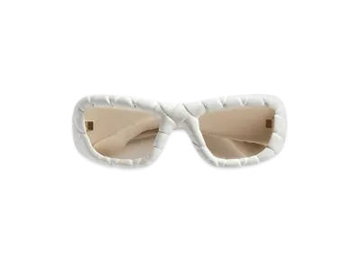 Bottega Veneta Intrecciato Rectangular Sunglasses "White/Yellow"