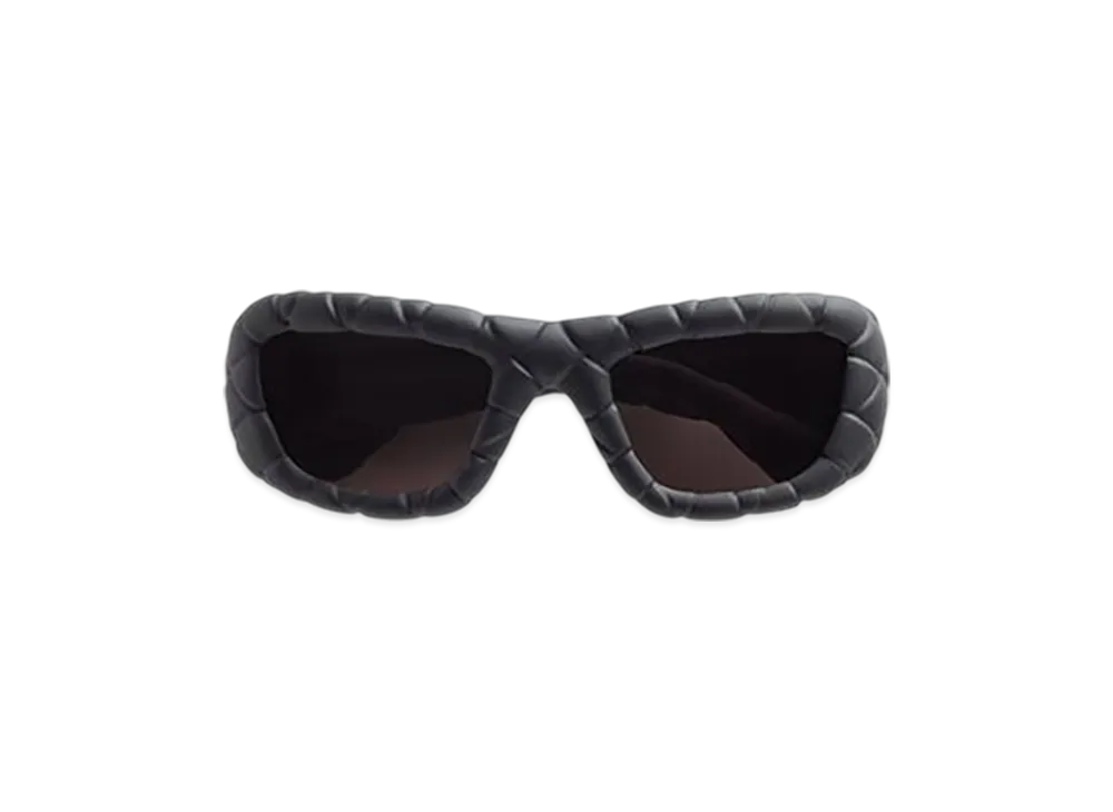 Bottega Veneta Intrecciato Rectangular Sunglasses "Black/Gray"