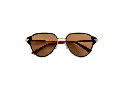 Bottega Veneta Glaze Metal Aviator Sunglasses "Gold/Brown"