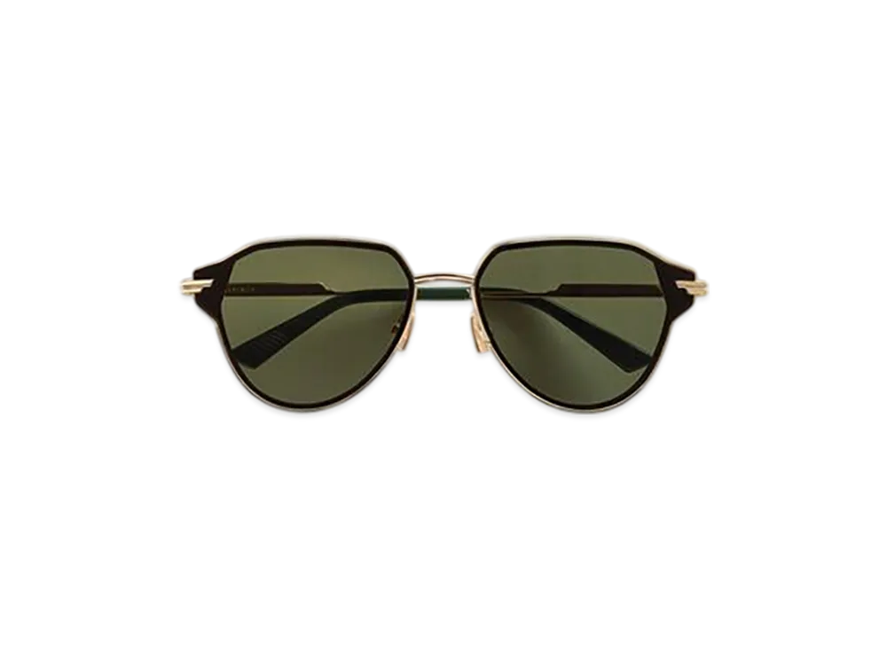 Bottega Veneta Glaze Metal Aviator Sunglasses "Gold/Green"