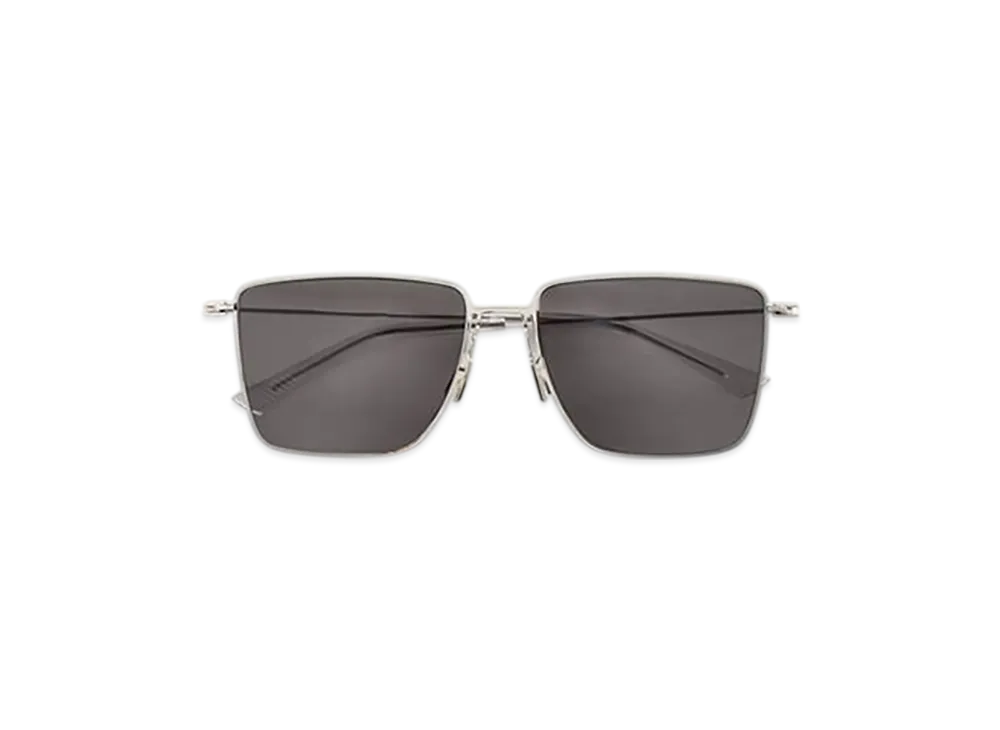 Bottega Veneta Ultrathin Metal Rectangular Sunglasses "Silver"