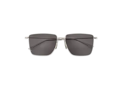 Bottega Veneta Ultrathin Metal Rectangular Sunglasses "Silver"