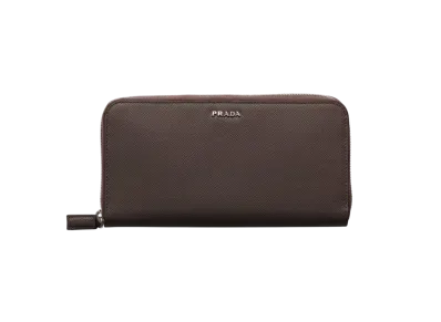 PRADA Saffiano Leather Wallet "Dark Brown/Navy"