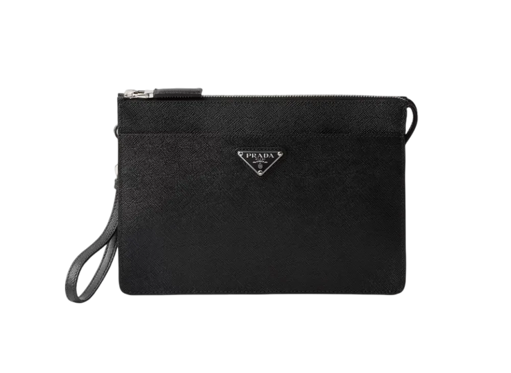 PRADA Saffiano Leather Pouch "Black"