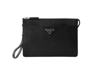PRADA Saffiano Leather Pouch "Black"