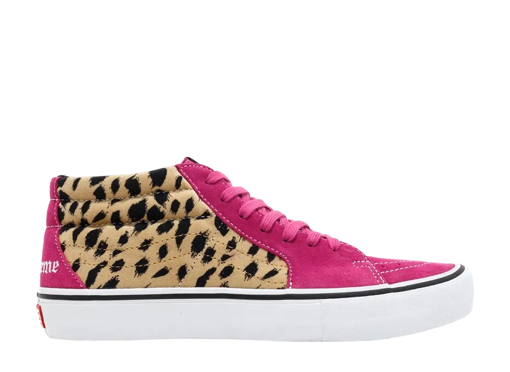 Supreme × Vans Sk8 Mid "Velvet Leopard Magenta"