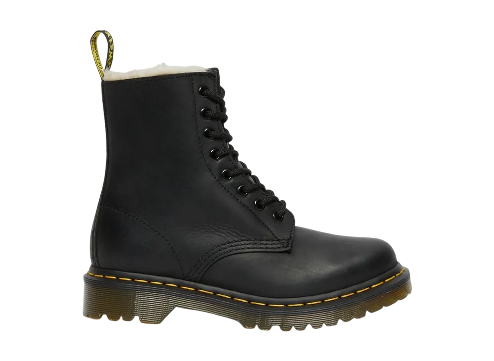 ドクターマーチン ウィメンズ 1460 セレナ フェイクファーライドレザー レースアップブーツ "ブラック"