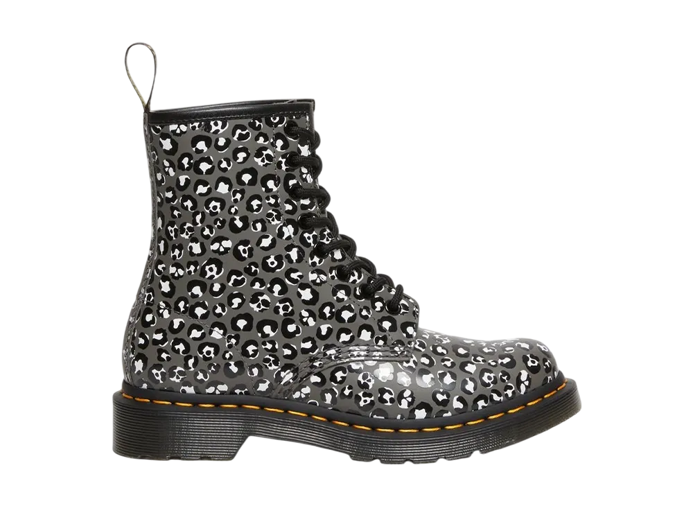 Dr.Martens Women's 1460 Leopard Smooth Leather Lace Up Boots "Grey"