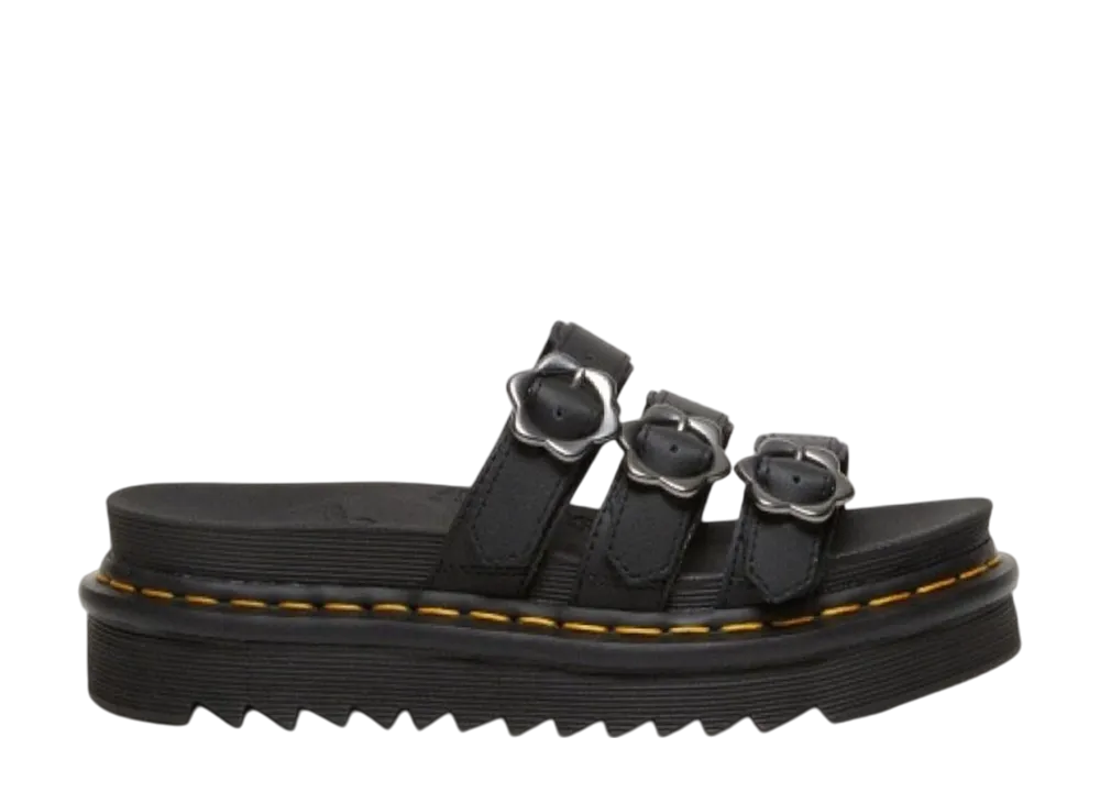 Dr.Martens Women's Blaire Flower Buckle Slide Sandal "Black"