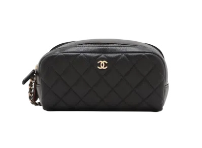 CHANEL Matelasse Chain Handbag in Caviar Skin "Black/Gold"