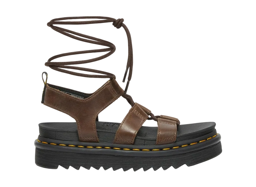 Dr.Martens Women's Nartilla Illusion Leather Gladiator Sandal "Dark Brown"