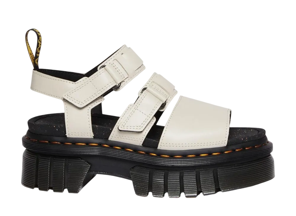 Dr.Martens Women's Ricki Nappa Lux Leather 3 Strap Platform Sandal "Cobblestone Grey"