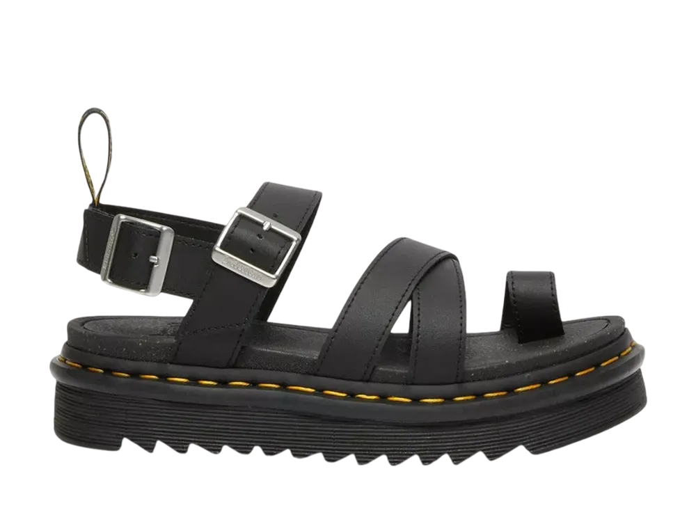 ドクターマーチン ウィメンズ エイブリー ハイドロ レザー ストラップ サンダル "ブラック"