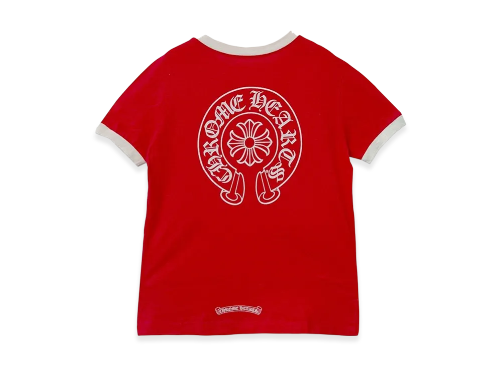 Chrome Hearts Back Horseshoe Print Ringer T-Shirt "Red/Beige"