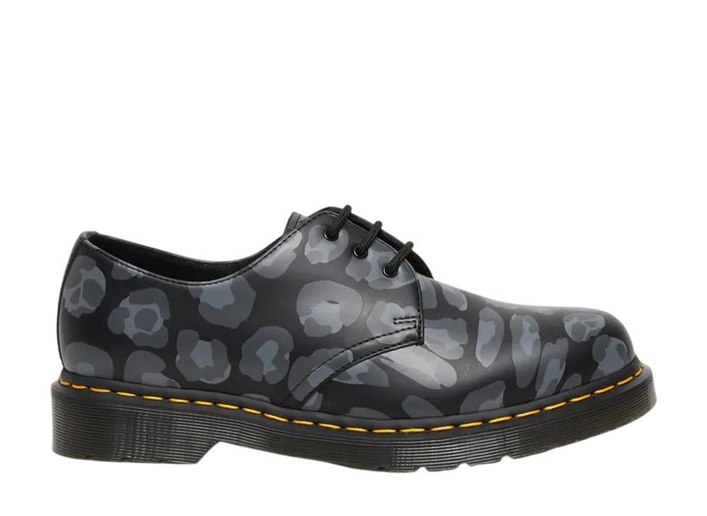 ドクターマーチン 1461 ディストーテッド レオパード プリント シューズ "ブラック"